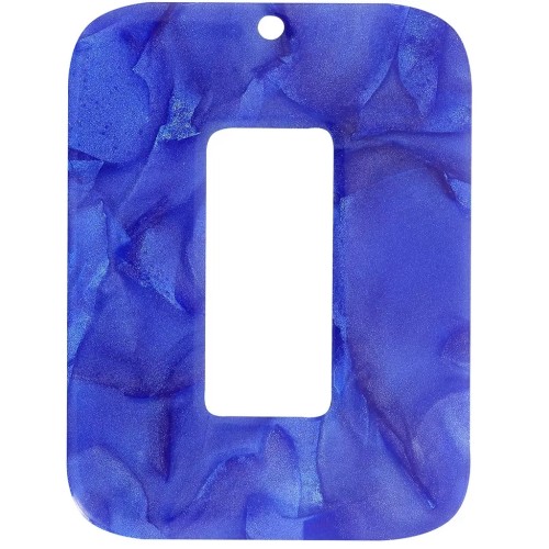 Colgante rectangular de acetato transparente 40x30 mm - Perla azul real x1