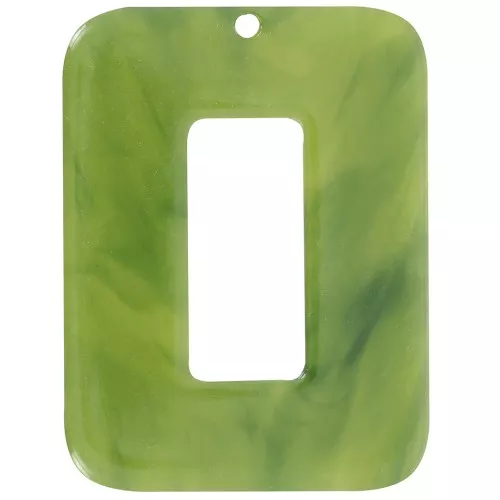 Colgante rectángulo hueco de acetato transparente 40x30 mm - Oliva jaspeado x1