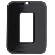 Colgante - Dije - Pendentif rectangle évidé en acétate opaque 40x30 mm - Noir x1 Pendentif rectangle évidé en acétate opaque 40x30 mm - Noir x1