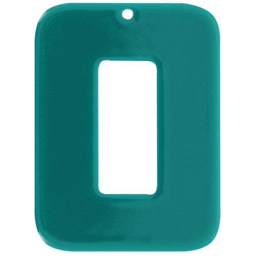 Colgante rectángulo hueco de acetato opaco 40x30 mm - Verde botella x1