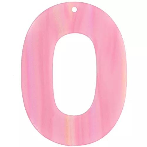 Colgante hueco oval 47x34 mm en acetato opaco - Striped Multi-Pink Pearl x1