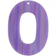 Colgante hueco ovalado 47x34 mm en acetato opaco - Raya nacarada multi-violeta x1