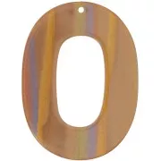 Colgante hueco ovalado 47x34 mm en acetato opaco - Perla Multi-marrón rayada x1