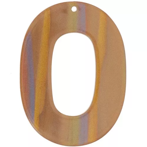 Colgante hueco ovalado 47x34 mm en acetato opaco - Perla Multi-marrón rayada x1
