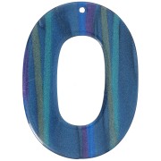 Colgante ovalado calado de acetato opaco 47x34 mm - A rayas Multi-azul perla x1