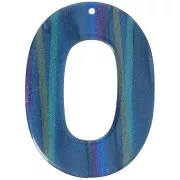 Azul - Colgante ovalado calado de acetato opaco 47x34 mm - A rayas Multi-azul perla x1 Colgante ovalado calado de acetato opaco 47x34 mm - A rayas Multi-azul perla x1