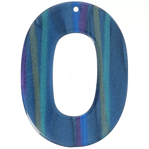 Colgante ovalado ahuecado de acetato 47x34 mm - Perla azul multirayas x1