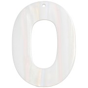 Colgante ovalado calado de acetato opaco 47x34 mm - A rayas Multi-White Pearl x1