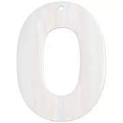 Colgante ovalado hueco de acetato 47x34 mm - Perla multiblanca rayada x1