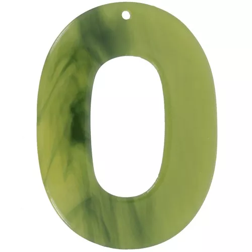 Colgante ovalado de acetato transparente 47x34 mm - Oliva jaspeado x1