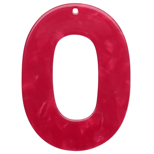 Colgante ovalado de acetato transparente 47x34 mm - Rojo x1