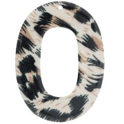 Colgante ovalado de acetato transparente 47x34 mm - Leopardo negro - Marrón x1