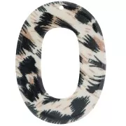 Marrón - Colgante ovalado de acetato transparente 47x34 mm - Leopardo negro - Marrón x1 Colgante ovalado de acetato transparente 47x34 mm - Leopardo negro - Marrón x1
