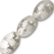 Aceitunas Millefiori 12x8 mm Crystal/White x5