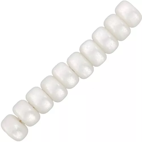 Cuentas arandalas Heishi Super Polaris 6x4 mm - Blanco x10
