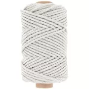 Bobine de cordon en coton pour macramé 3 mm - Gris Twist x50m