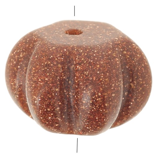 Cuenta calabaza redonda 12 mm Piedra Oro - imitación piedra sol x1