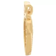 Colgante de lágrima calada de 19x10 mm con bolitas - Dorado con oro fino x1