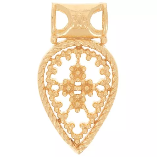 Colgante gota calada 19x10mm con bolitas - baño de oro de 3 micras x1
