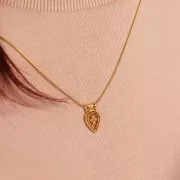 Colgante gota calada 19x10mm con bolitas - baño de oro de 3 micras x1