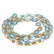 Perles olive facettées 7x4 mm en verre - Bleu - Doré x31cm