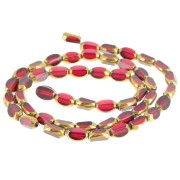 Cuentas facetadas aceituna 7x4 mm en vidrio - Rojo - Oro x31cm|raw }}