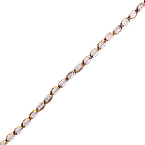 Cuentas de cristal facetadas con forma de oliva, 7x4 mm - Light Amethyst - Dorado, 32 cm