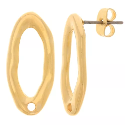 Pendientes Ovalados Martillados 22x10 mm - Dorados con oro fino x2
