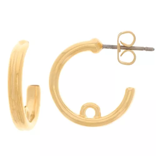 Pendientes de aro abierto 17 mm con anilla cerrada - Dorado con oro fino x2