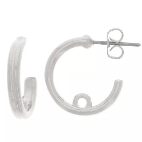 Pendientes de aro abierto de 17 mm con anilla cerrada - Plateado fino x2