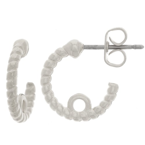 Pendientes de aro trenzado abierto 13 mm con anilla cerrada - Plateado fino x2