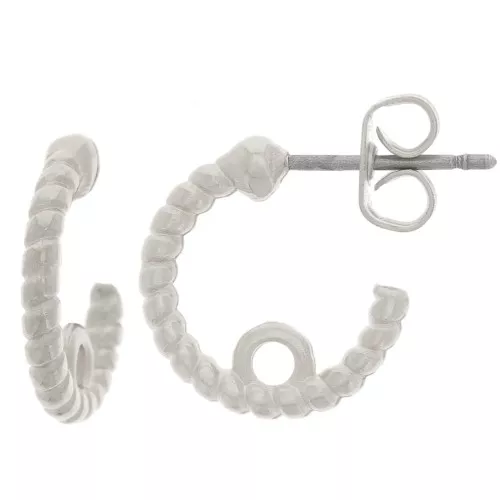 Pendientes de aro trenzado abierto 13 mm con anilla cerrada - Plateado fino x2