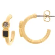 Pendientes de aro abierto de 17 mm con resina epoxi - Dorado con oro fino - Negro x2