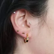 Pendientes de aro abierto de 17 mm con resina epoxi - Dorado con oro fino - Negro x2