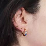 Pendientes de aro abierto de 17 mm con resina epoxi - Dorado con oro fino - Azul real x2
