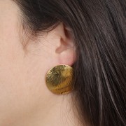 Pendientes redondos con textura 30 mm - Dorado x2