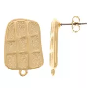 Pendientes rectangulares texturizados 23x15 mm - Dorado fino x2