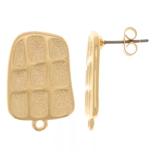 Pendientes rectangulares texturizados 23x15 mm - Dorado fino x2