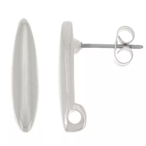 Espárragos de barra redondeados 18x4,5 mm con un orificio - Plateado fino x2