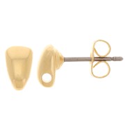Pendientes triángulo abombado 7x4,5 mm con agujero - Dorado x2|raw }}