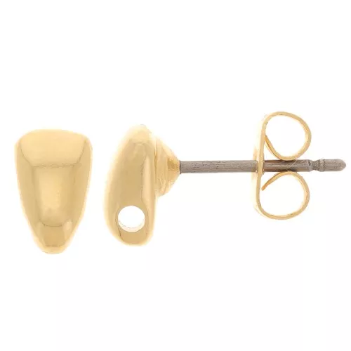 Pendientes triángulo abombado 7x4,5 mm con agujero - Dorado x2