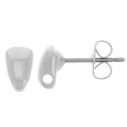 Pendientes triángulo abombado 7x4,5 mm con agujero - Plateado fino x2