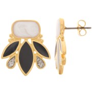 Pendientes de diseño 22x20 mm - Dorado - Negro - Blanco nacarado x2|raw }}