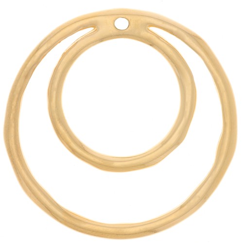 Colgante doble círculo irregular 36 mm - Dorado con oro fino x1