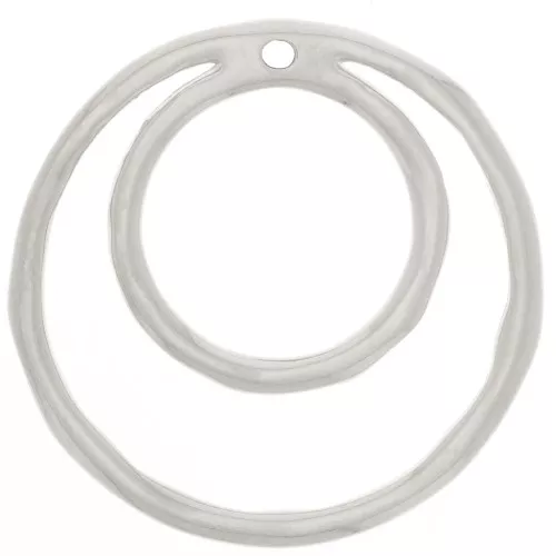 Colgante doble círculo irregular 36 mm - Plateado fino x1