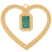 Colgante corazón hueco octogonal 35x38 mm en resina - Dorado oro fino - Verde nacarado|raw }}