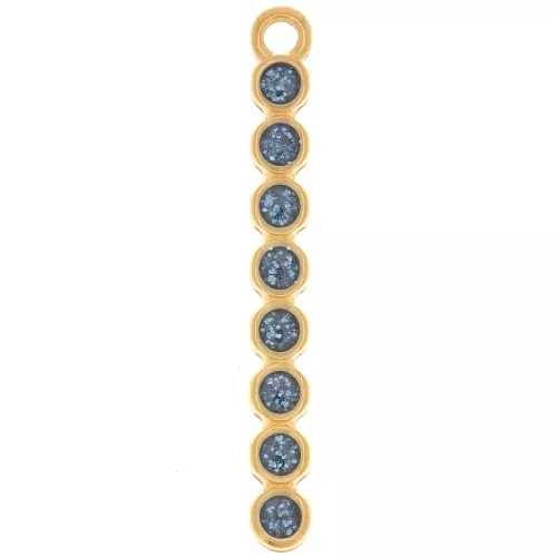 Colgante barra 32x4 mm con resina epoxi - Dorado con oro fino - Purpurina azul x1