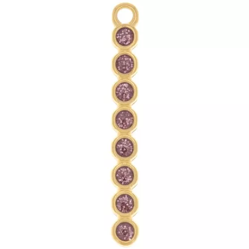 Colgante barra 32x4 mm con resina epoxi - Dorado con oro fino - Purpurina violeta x1