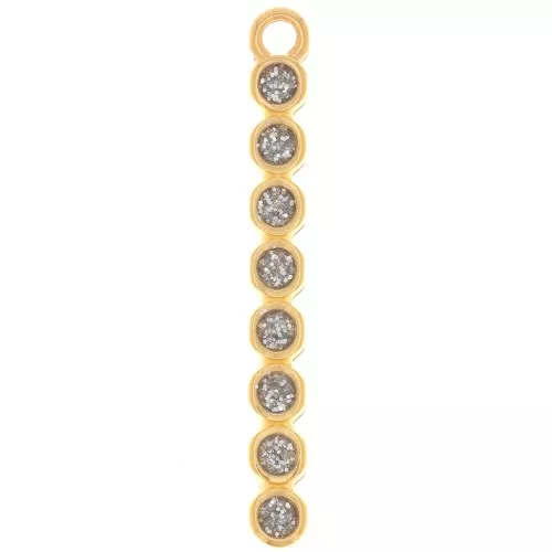 Colgante barra 32x4 mm con resina epoxi - Dorado con oro fino - Purpurina plateada x1