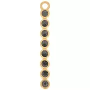 Colgante barra 32x4 mm con resina epoxi - Dorado con oro fino - Purpurina negra x1